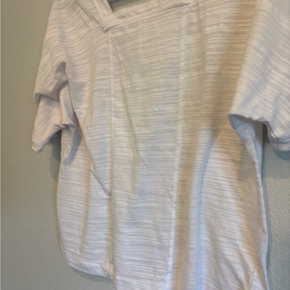 Anthropologie White Square Neck Small Textured Knit Minimalist Cottagecore Tee - Picture 9 of 10